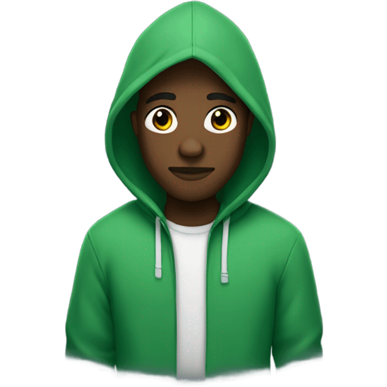 green haired black man wearing hoodie emoji