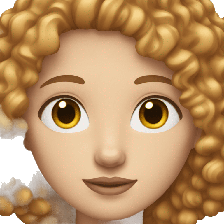 White-skinned woman with light brown curly hair, with cat eyeline emoji