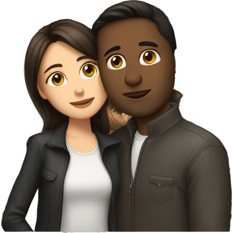 Brunette man kissing brunette woman  emoji