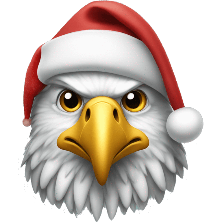 An eagle wearing a Santa hat emoji