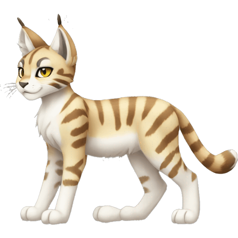 Striped and spotted Lynx-Caracal-Fakemon-hybrid full body emoji