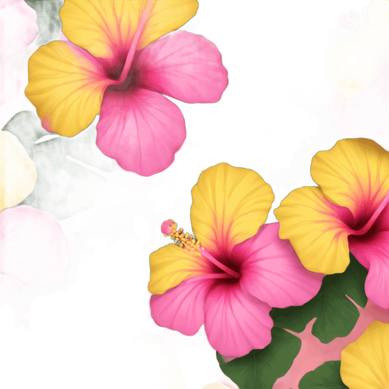 yellow and pink hibiscus flower emoji