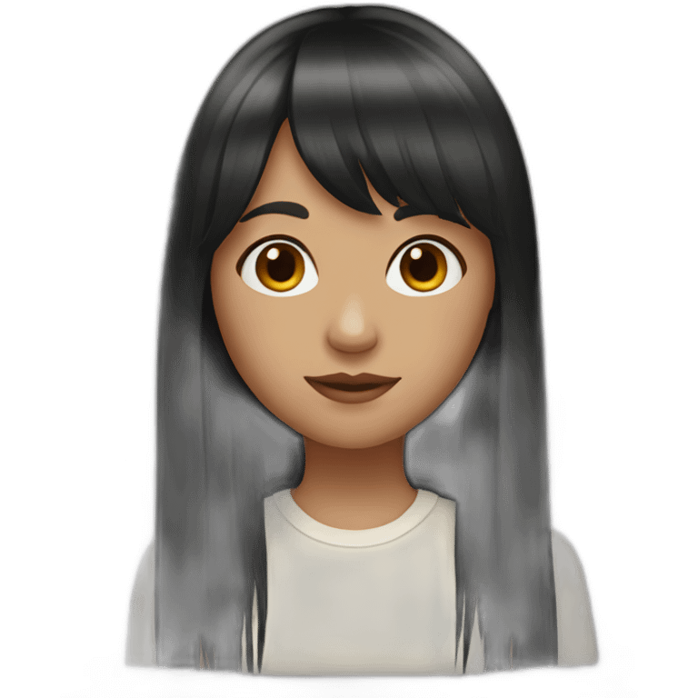 girl with long black hair and fringe emoji