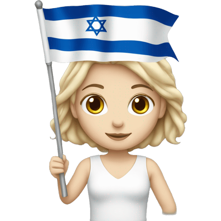 White girl holding Israel flag emoji