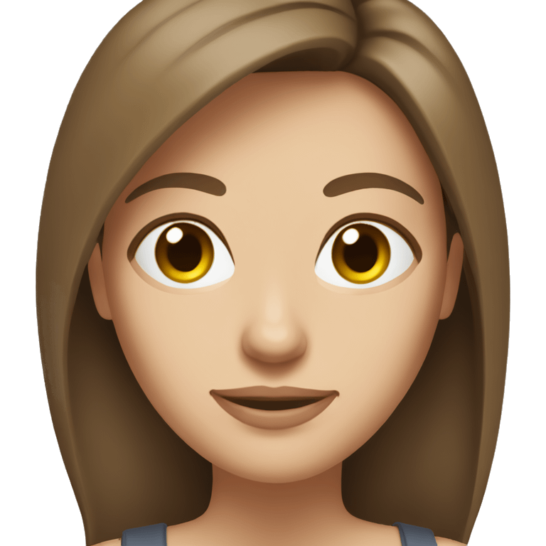 pretty middle age woman grass green eyes and straight brown hair casual emoji