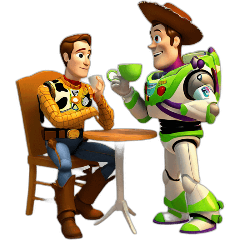 Woody and buzz drinking tea emoji