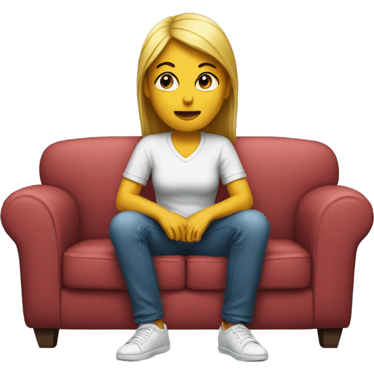 women sitting on couch waiting  emoji