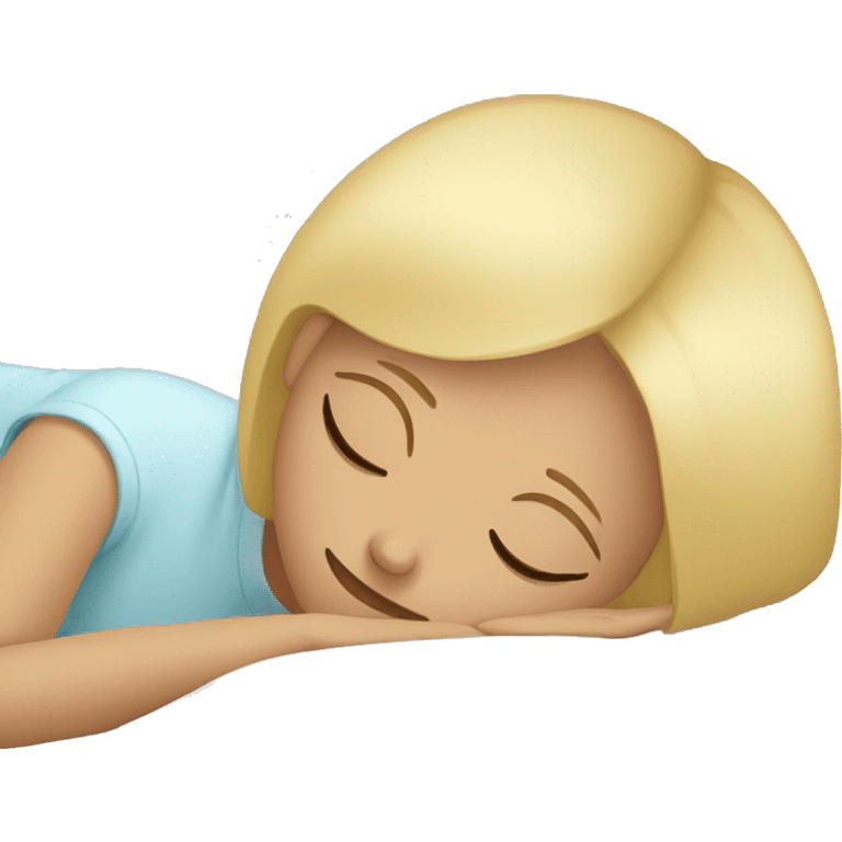 Girl with short blonde hair laying down sleeping emoji