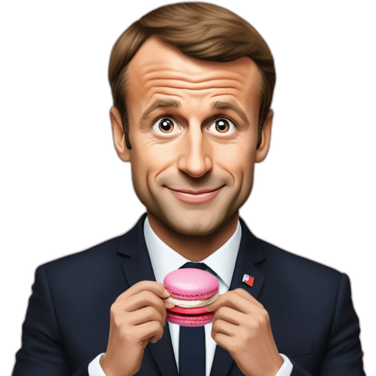 Emmanuel Macron qui mange un macaron emoji