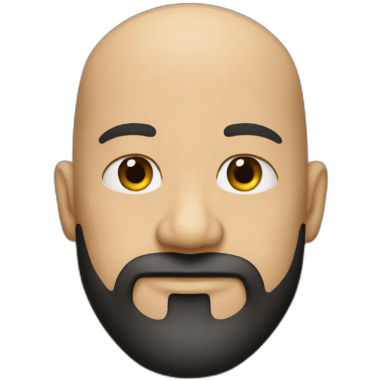 Bald man, big face, goatee beard, dressed in black emoji