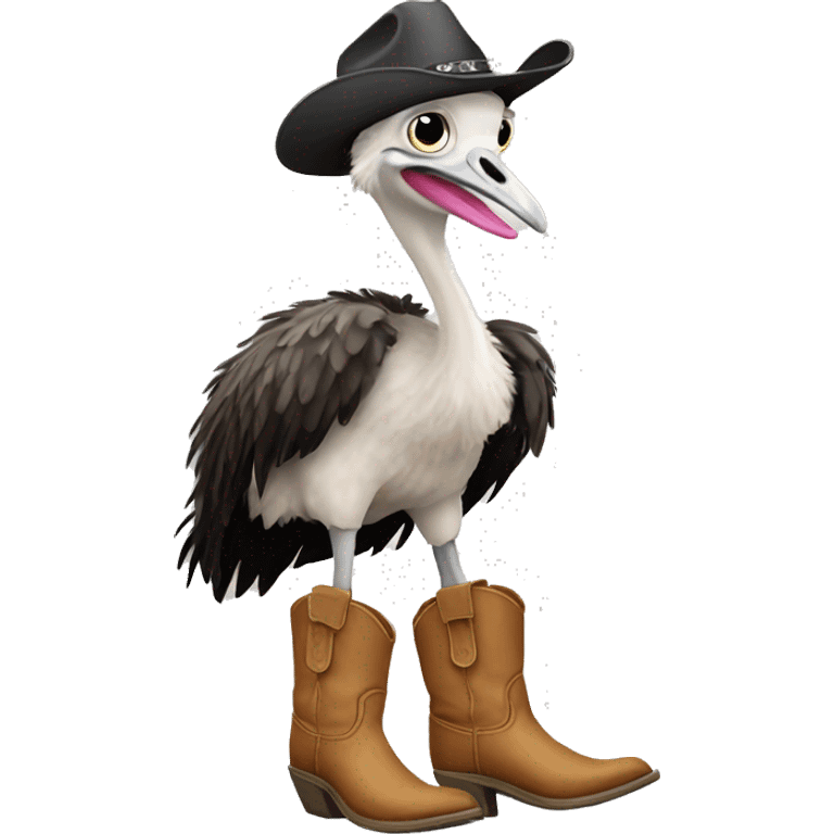 Ostrich in cowboy boots emoji