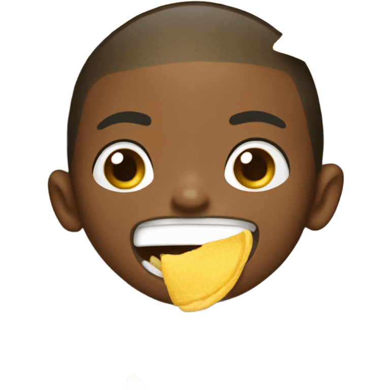 boy with his tongue out eating chips emoji