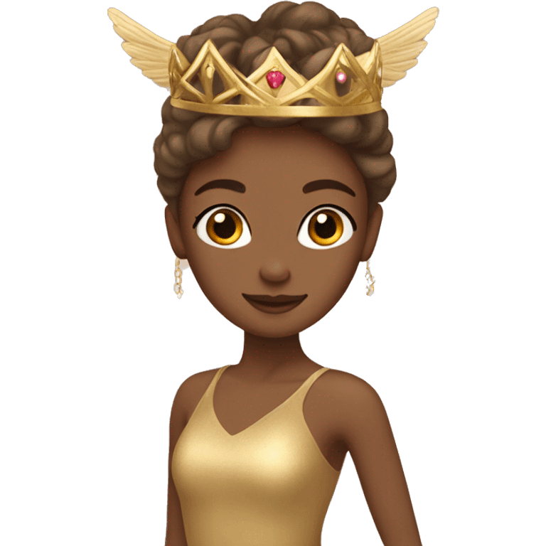  brown ballerina gold wings gold crown emoji