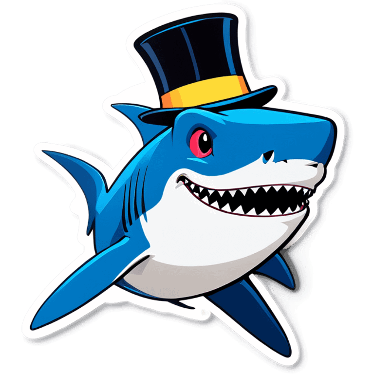 Shark with a top hat emoji