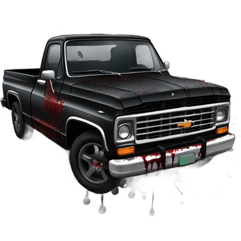 Gothic pickup truck with blood emoji