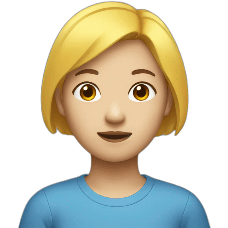 asian girl with yellow short hair in blue shirt emoji