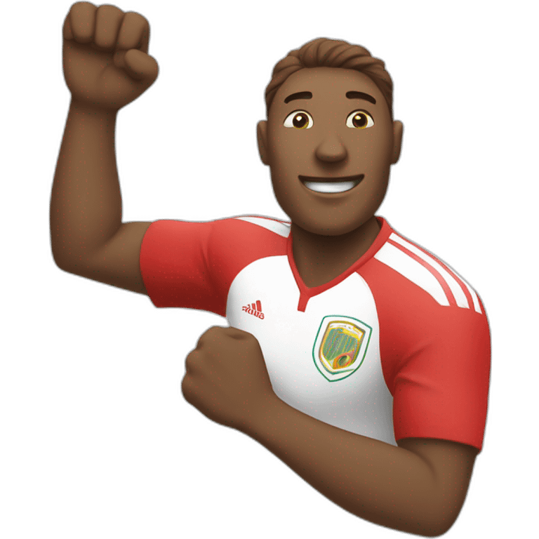 red jersey soccer player goal celebration emoji