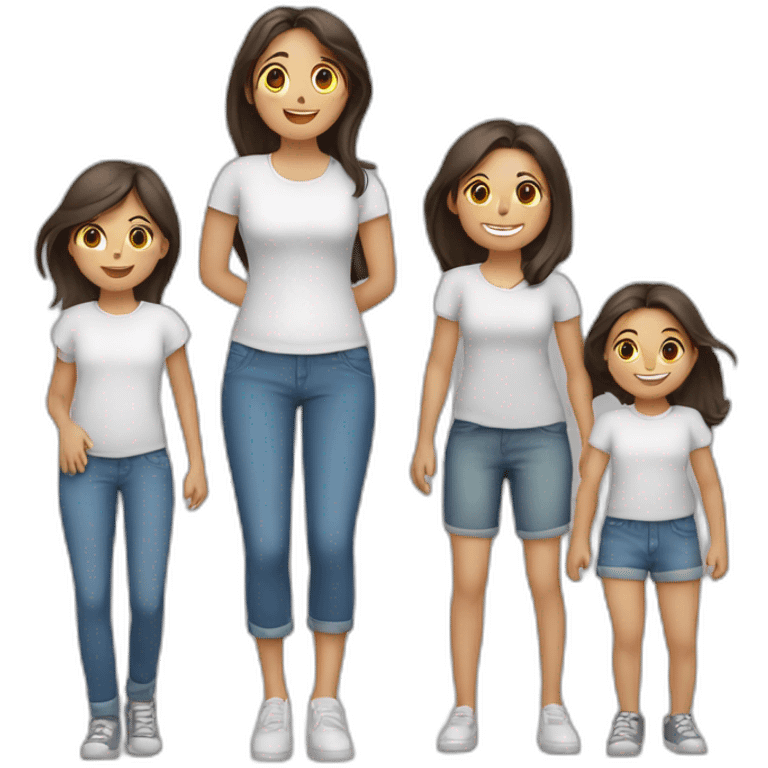 Familia de 6 personas 3 hijas y un hijo emoji