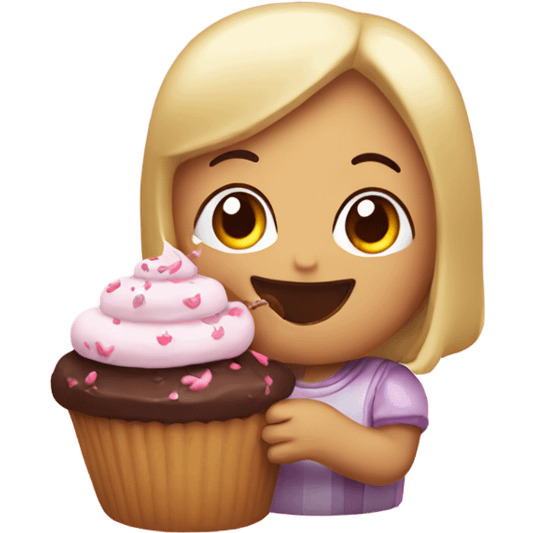 Cinamoroll eating a cupcake emoji