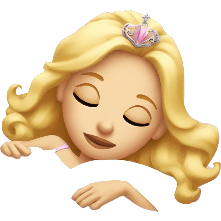 Sleeping blonde princess in pink bed  emoji