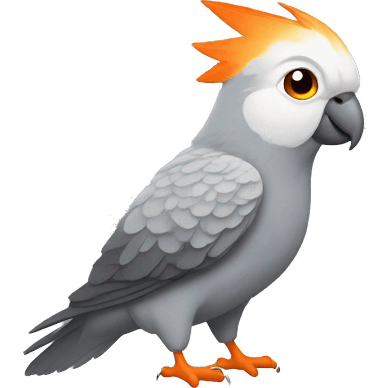 Grey cockatiel with orange  emoji