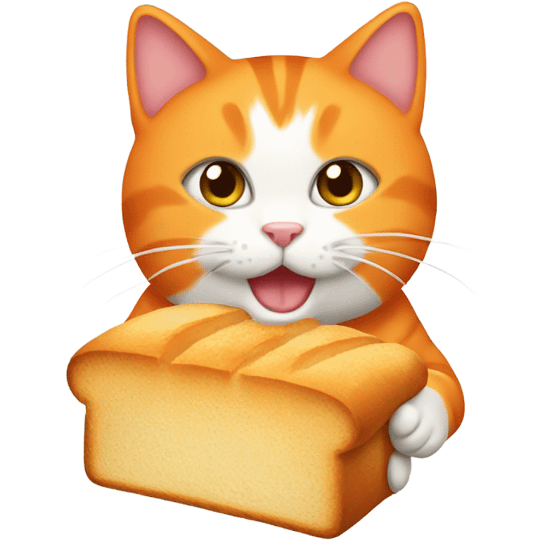 Orange cat eating a loaf of bread emoji