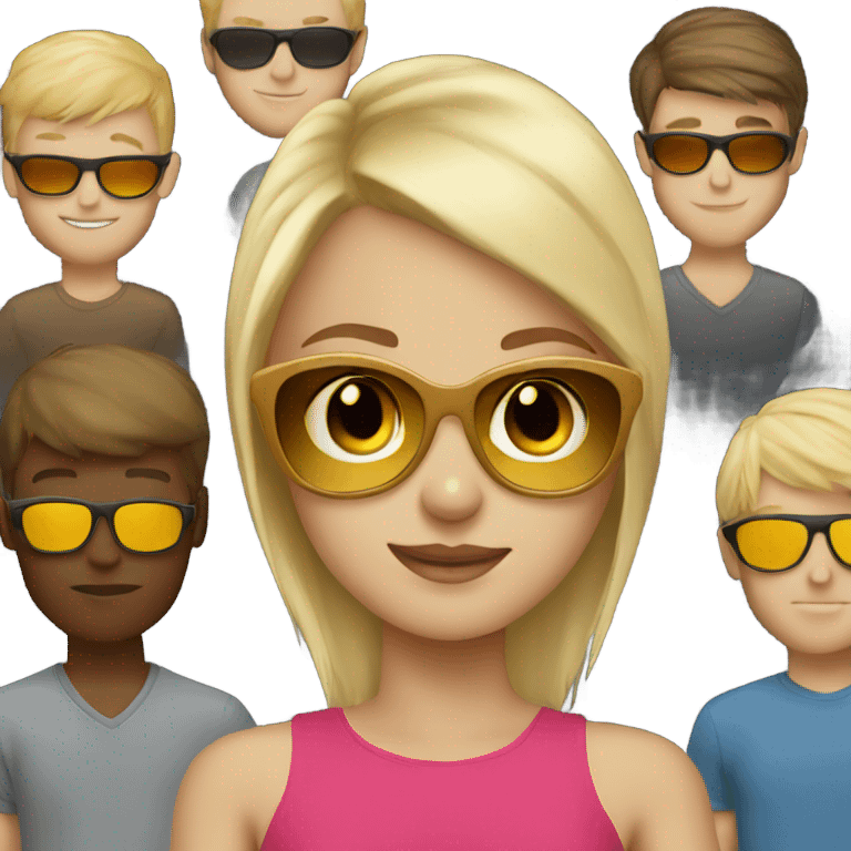 blonde girl in sunglasses with boys emoji