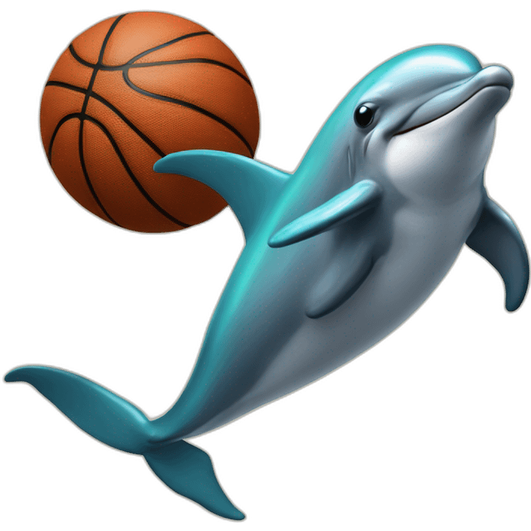 Dolphin with basketball and a label that says "Black sea Odesos" in front of the dolphin and the basketball emoji