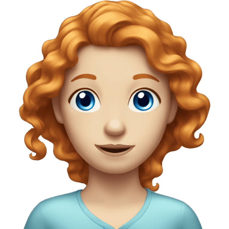 Long wavy haired ginger girl with blue eyes emoji