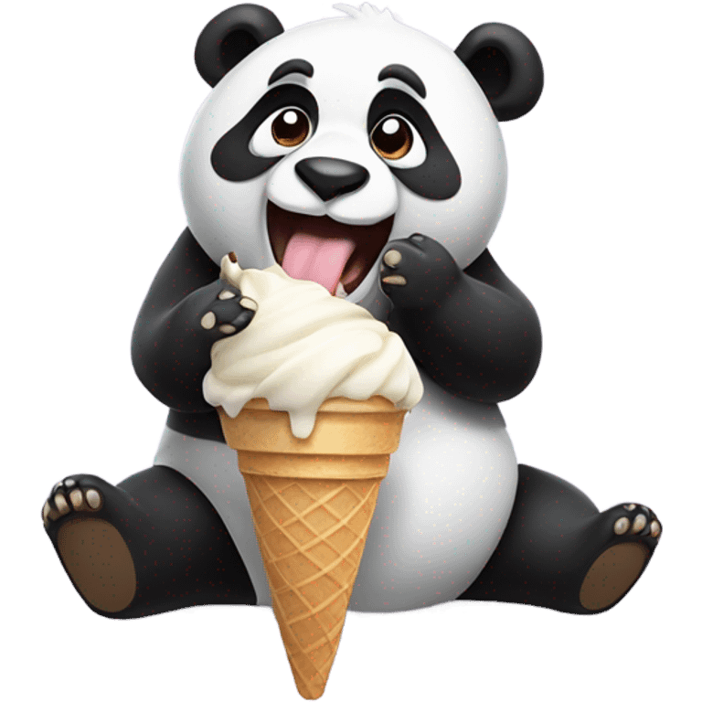 Panda eating ice cream emoji