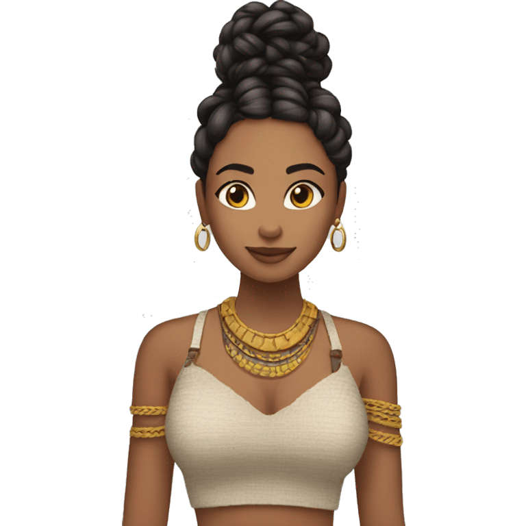 Chica morena con trenzas africanas  emoji