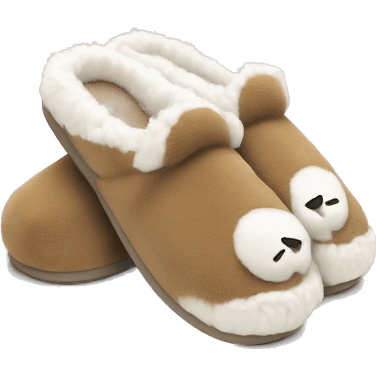 ￼ light brown house slippers that have white fur emoji