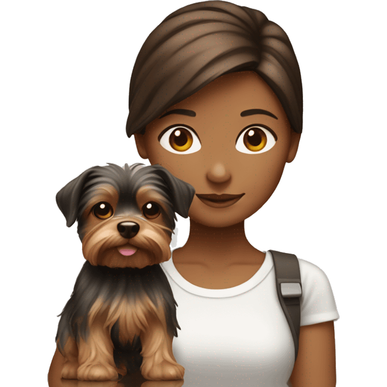 brown hair girl with a yorkshire terrier emoji