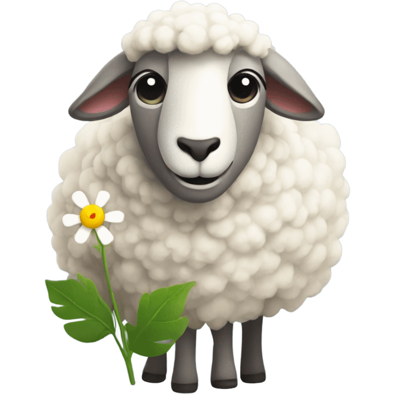 sheep with a flower on its hrad emoji