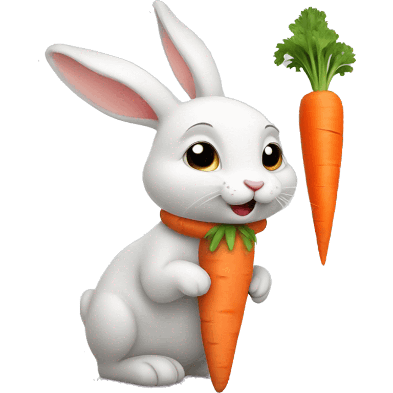 Little rabbit with big carrot emoji