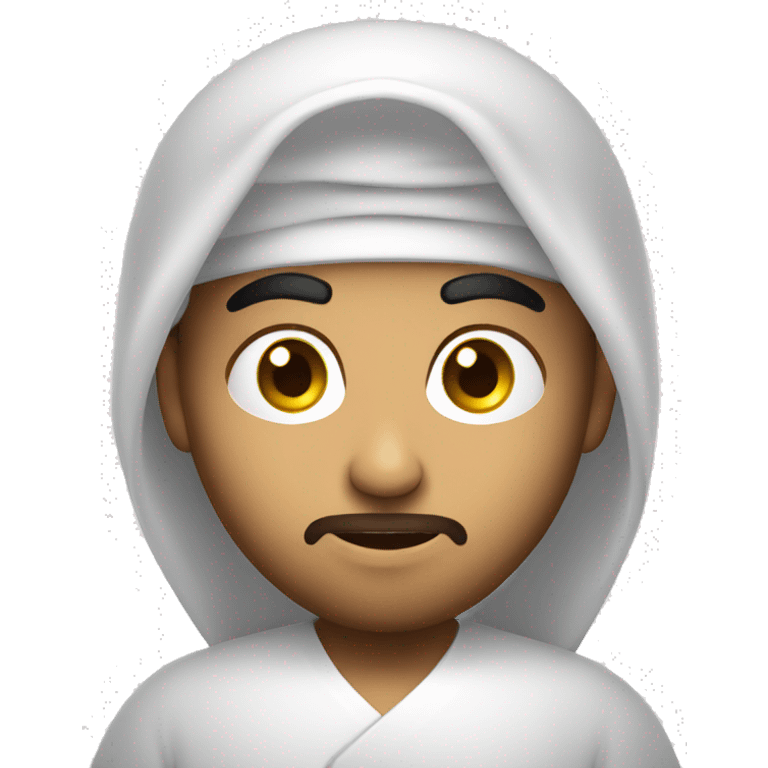 Muslim arab slightly angry with glowing eyes white colour  emoji