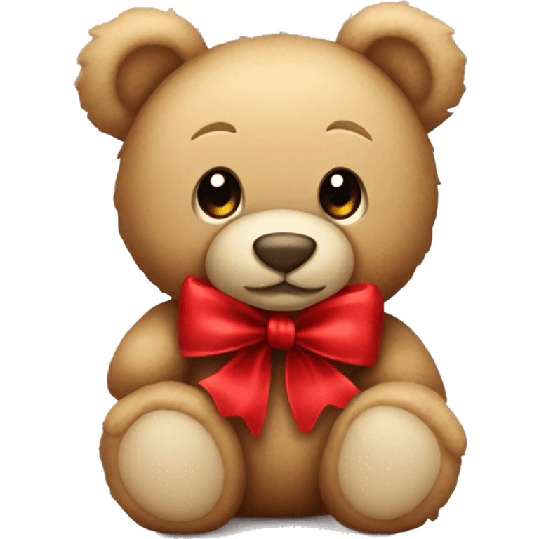 Teddy bear with red bow with a rose emoji