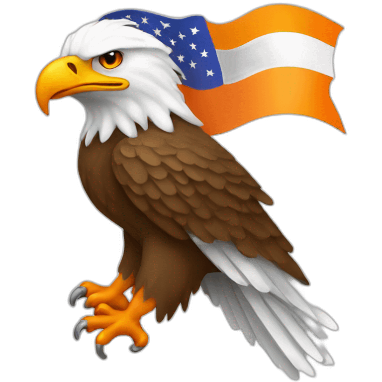 Eagle with flag White orange emoji