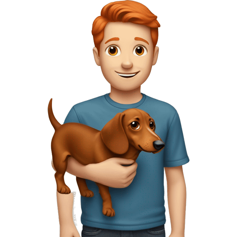 wiener dog with a red headed boy emoji