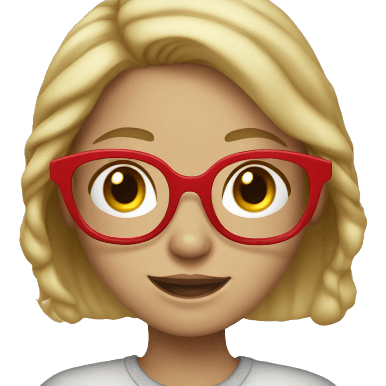 blonde girl with freckles and red glasses emoji