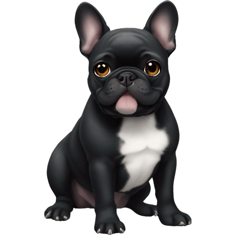 Black French bulldog with white chin emoji