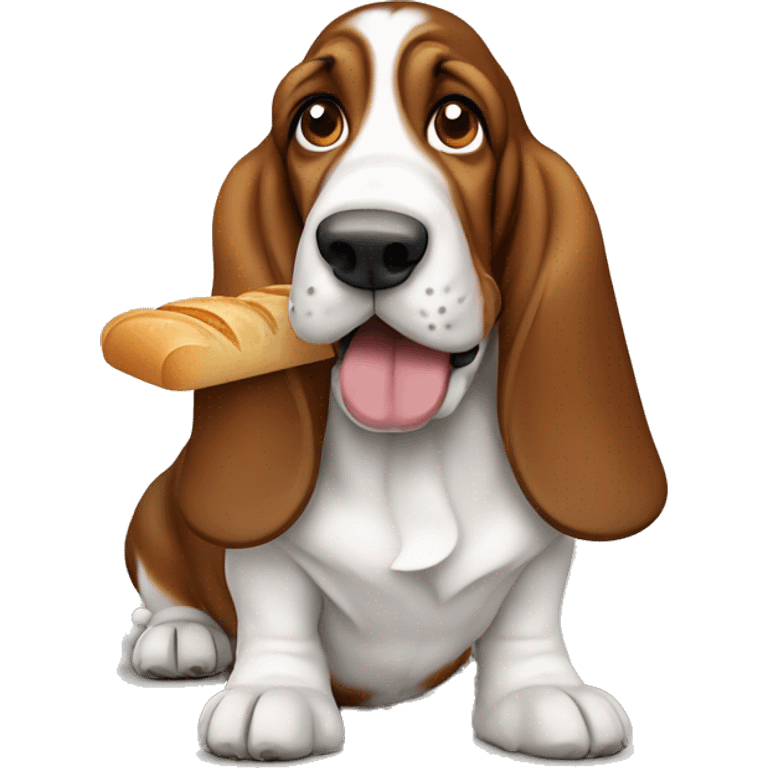 basset hound with french bread emoji