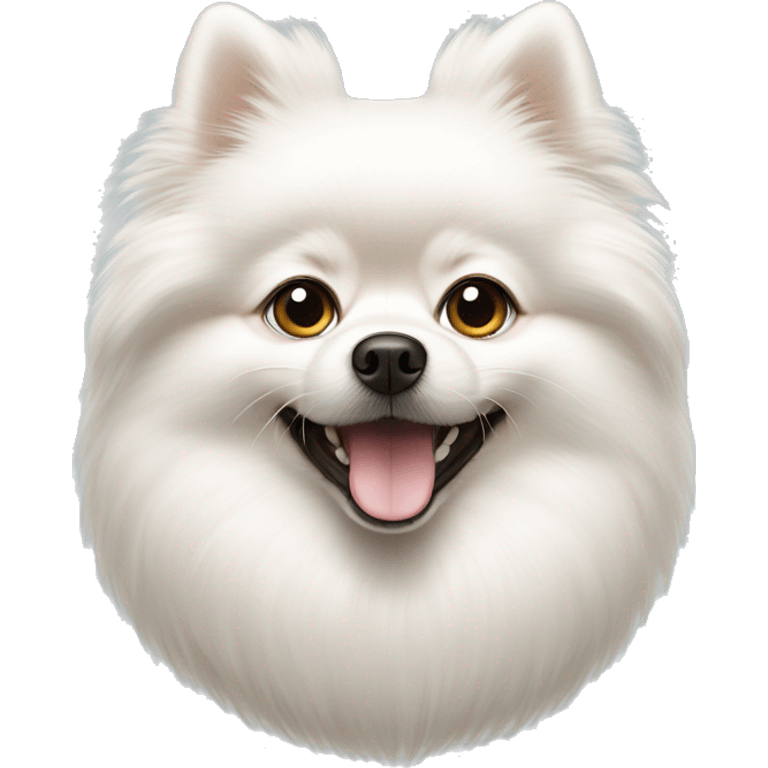 White Pomeranian with double eyelids and mixed speech emoji