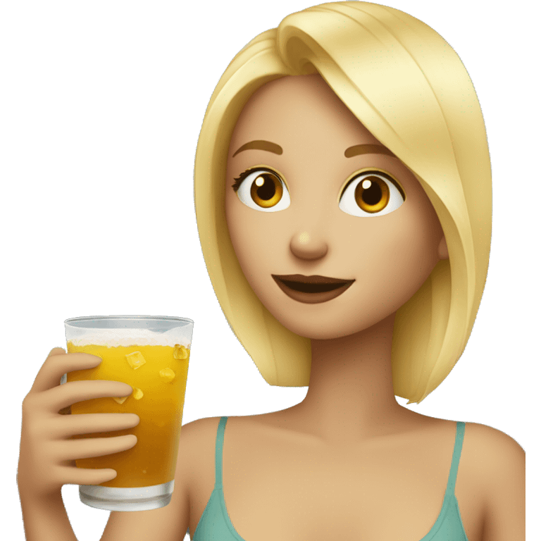 blonde girl enjoying a drink emoji