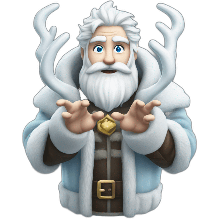 cool Father Frost hands Sign of the Horns emoji