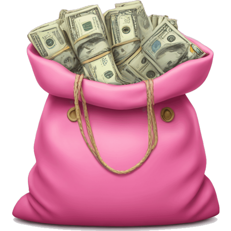 Pink bag full of money emoji