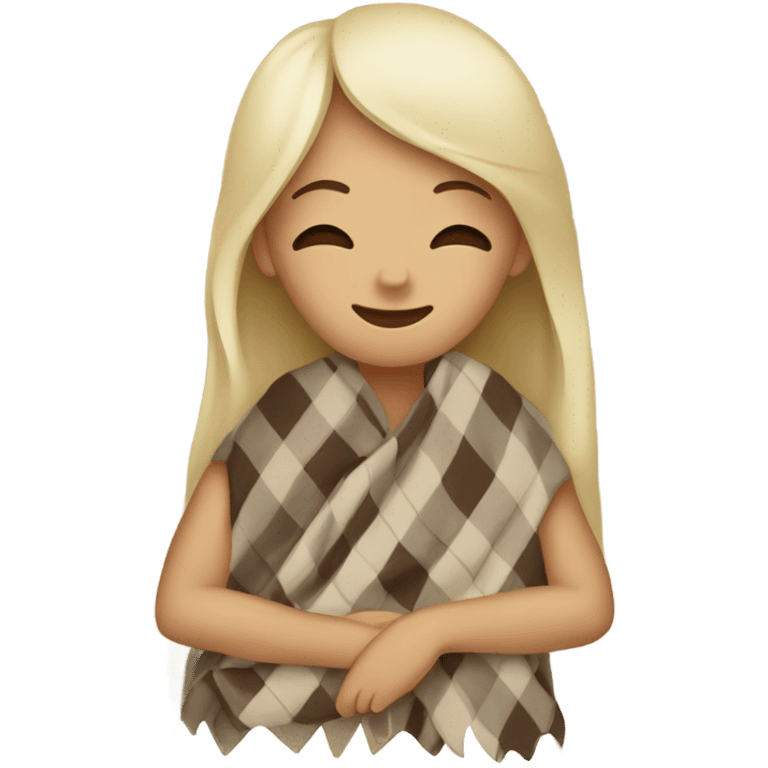 Beige clean girl folded plaid blanket  emoji