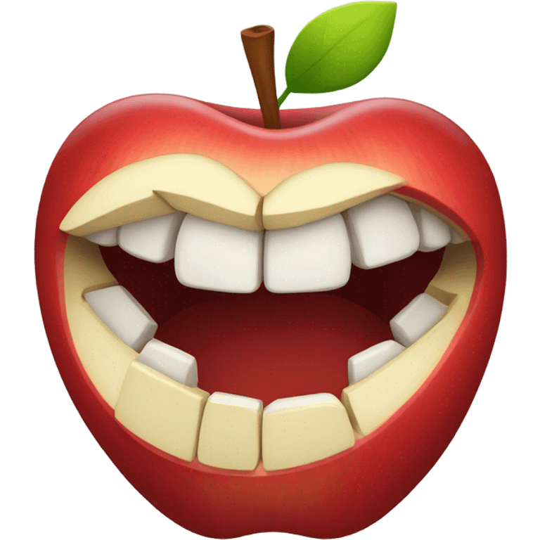 Apple logo inside a mouth emoji