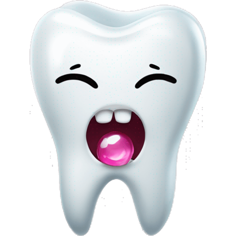 Tooth emoji with small pink jewel on it emoji