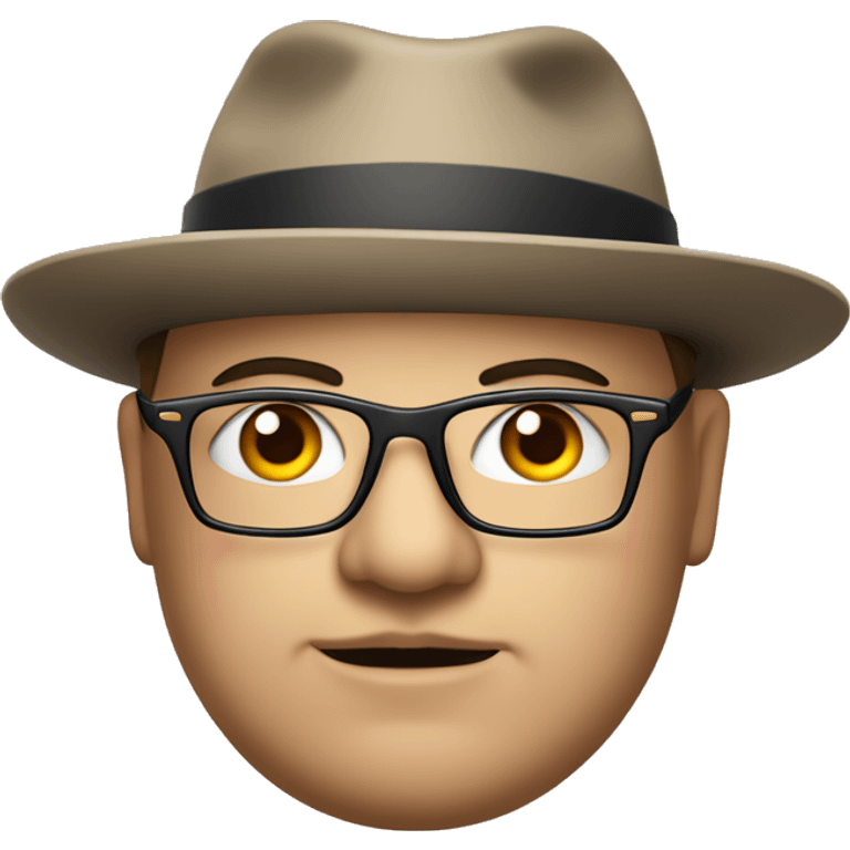 Fat man with a hat and glasses with a shirt with a design of a female hand on hit ￼ emoji